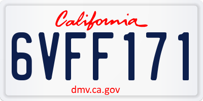 CA license plate 6VFF171