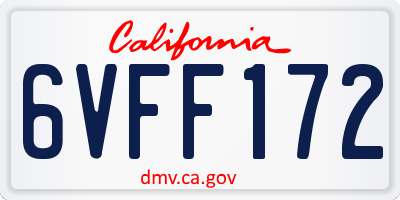 CA license plate 6VFF172