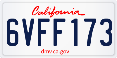 CA license plate 6VFF173