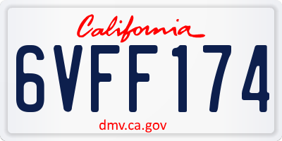 CA license plate 6VFF174