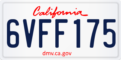 CA license plate 6VFF175