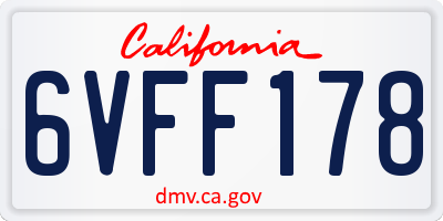 CA license plate 6VFF178