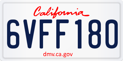 CA license plate 6VFF180