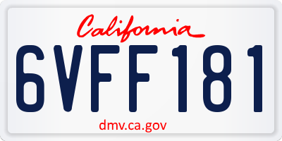 CA license plate 6VFF181