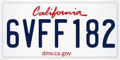 CA license plate 6VFF182
