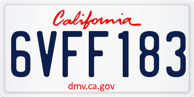 CA license plate 6VFF183