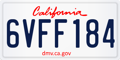 CA license plate 6VFF184