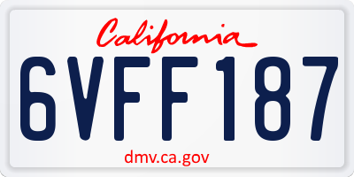 CA license plate 6VFF187