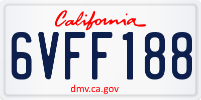 CA license plate 6VFF188