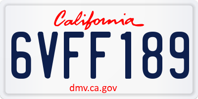 CA license plate 6VFF189
