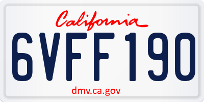 CA license plate 6VFF190