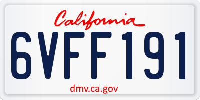 CA license plate 6VFF191