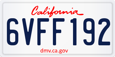 CA license plate 6VFF192