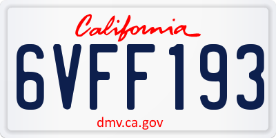 CA license plate 6VFF193