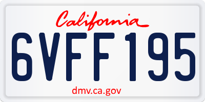 CA license plate 6VFF195