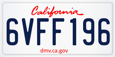 CA license plate 6VFF196