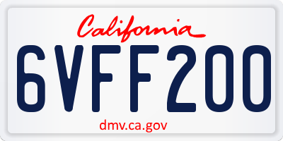 CA license plate 6VFF200