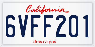 CA license plate 6VFF201