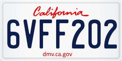 CA license plate 6VFF202