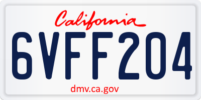 CA license plate 6VFF204