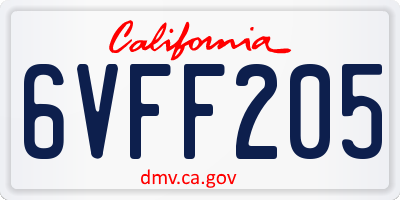 CA license plate 6VFF205