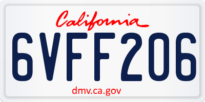 CA license plate 6VFF206