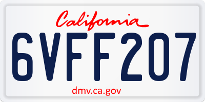 CA license plate 6VFF207