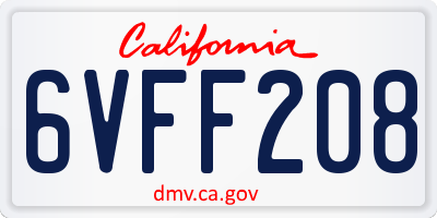 CA license plate 6VFF208