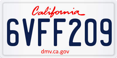 CA license plate 6VFF209