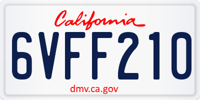 CA license plate 6VFF210