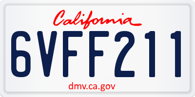 CA license plate 6VFF211