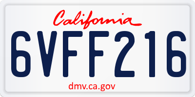CA license plate 6VFF216