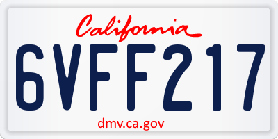 CA license plate 6VFF217