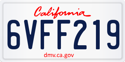 CA license plate 6VFF219