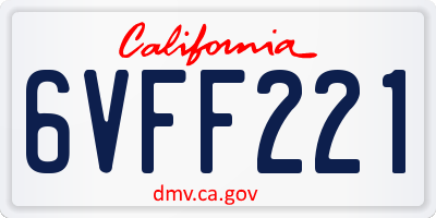 CA license plate 6VFF221