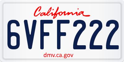 CA license plate 6VFF222