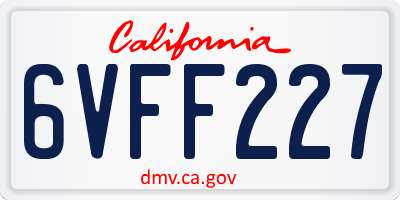 CA license plate 6VFF227