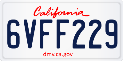 CA license plate 6VFF229