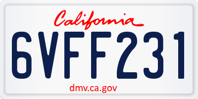CA license plate 6VFF231