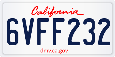 CA license plate 6VFF232