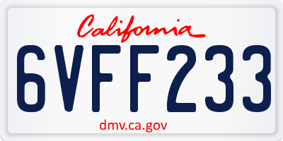 CA license plate 6VFF233