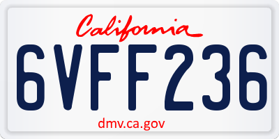 CA license plate 6VFF236