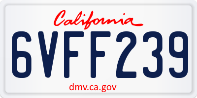 CA license plate 6VFF239