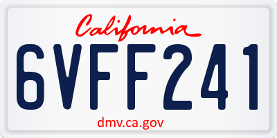 CA license plate 6VFF241