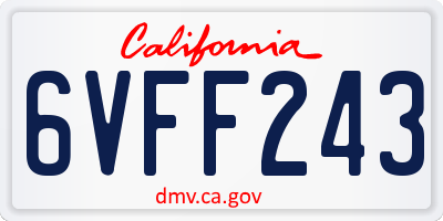 CA license plate 6VFF243