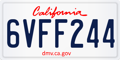 CA license plate 6VFF244