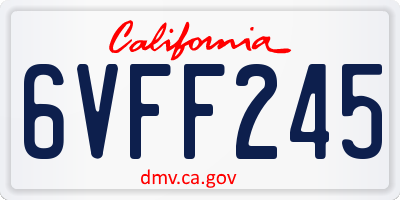 CA license plate 6VFF245