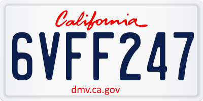 CA license plate 6VFF247