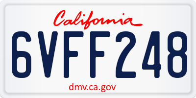 CA license plate 6VFF248