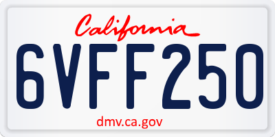 CA license plate 6VFF250